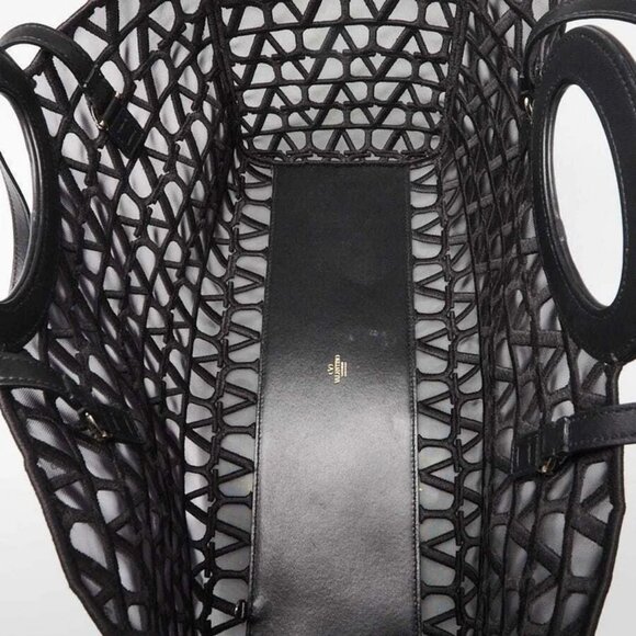 Valentino Black Mesh Fabric Le Troisieme Tote Bag - Picture 8 of 10